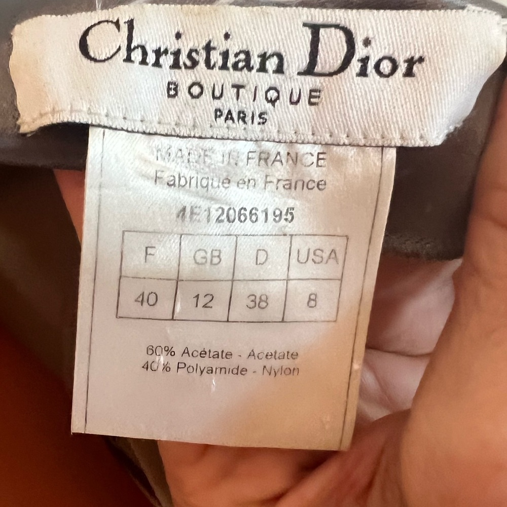 Vintage Dior 42/ US 4/6 Satin silver cocktail dress with ruched accented back. - Picture 6 of 9